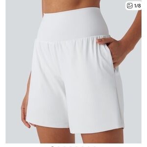 Halara High-Waist White Women’s Active Shorts, Size LG